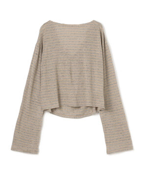 リネンボーダー ネックドレープTシャツ