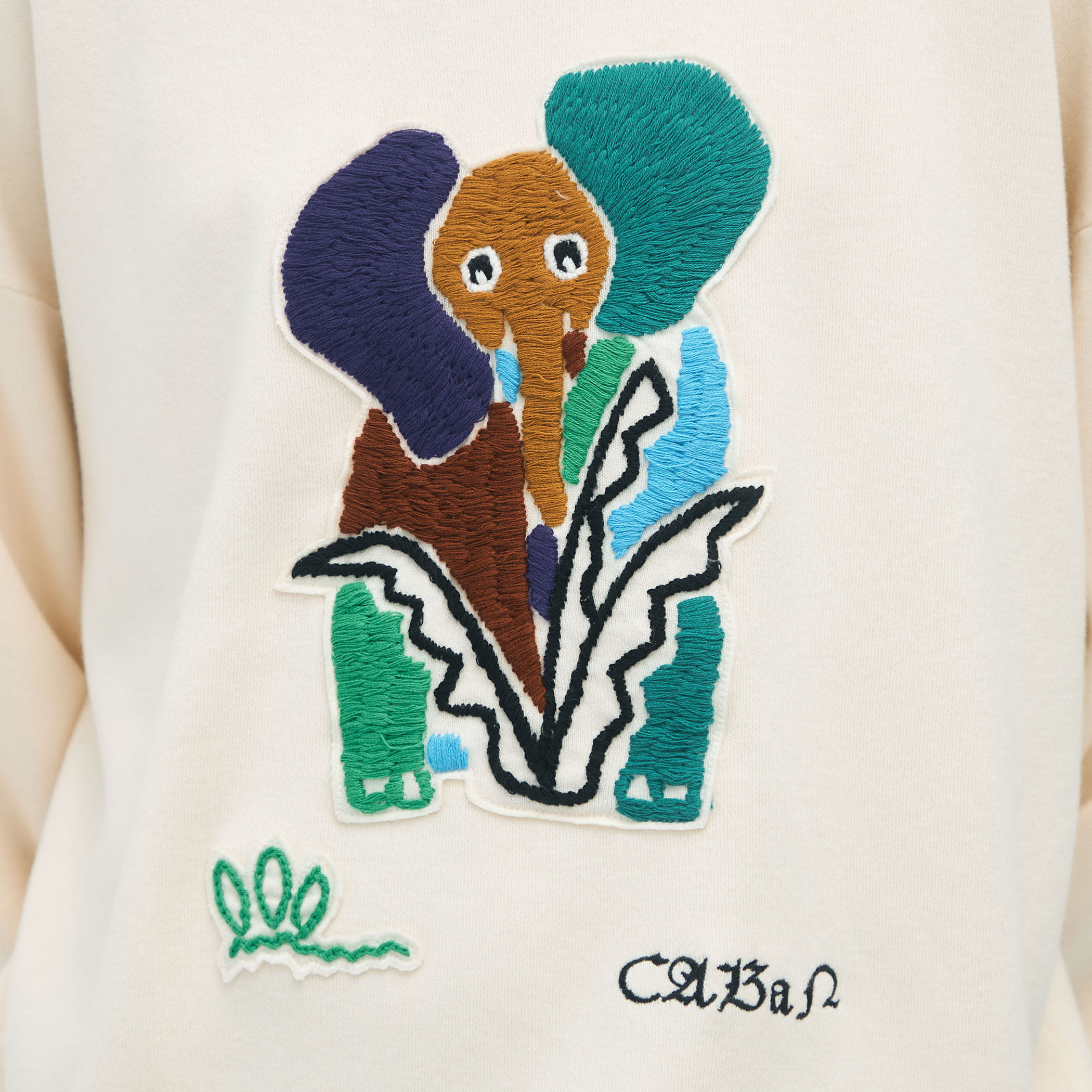 CABaN コットンカシミヤ Elephantエンブロイダリークルーネック