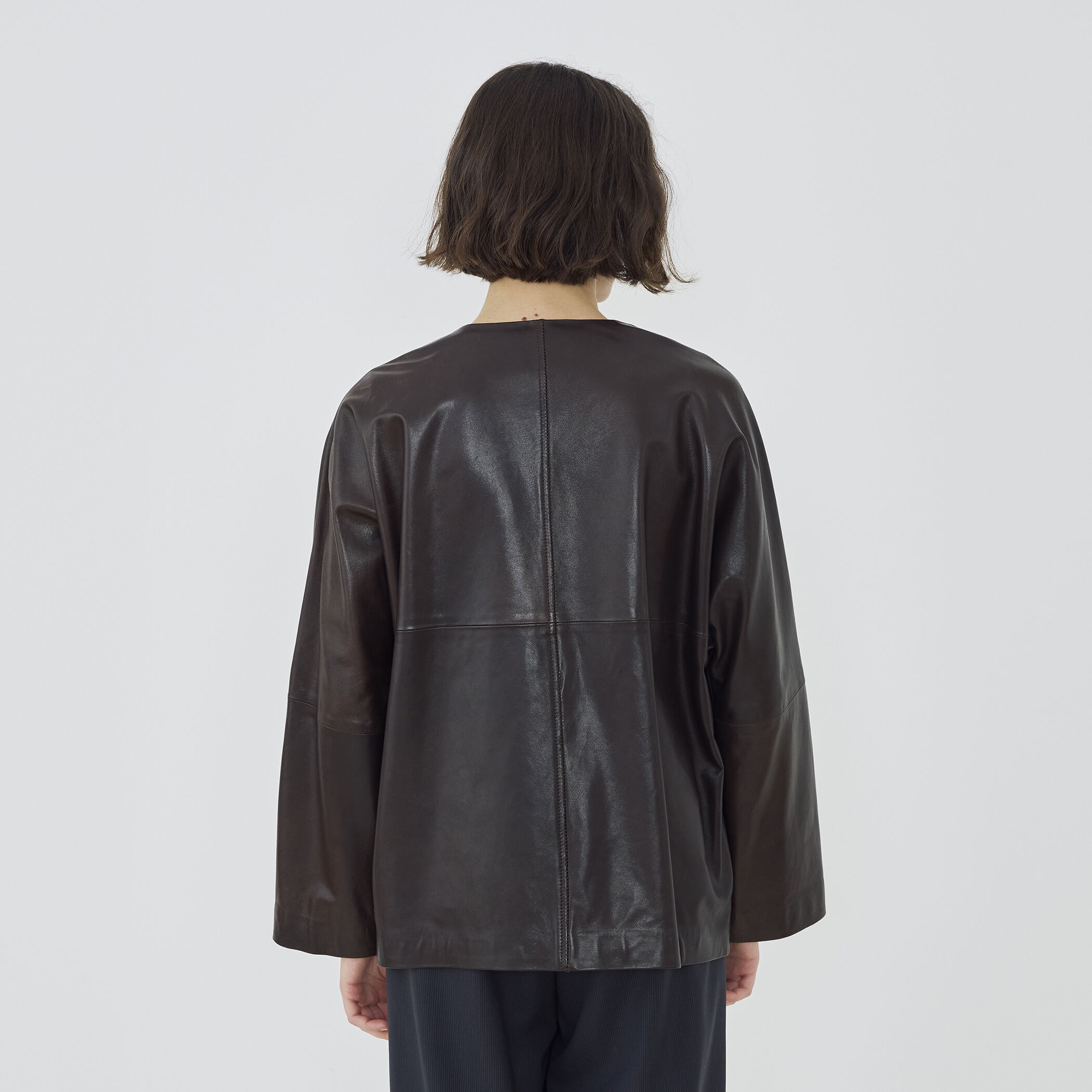 WEB先行予約】ソフトグレインシープレザー ドルマンスリーブジャケット