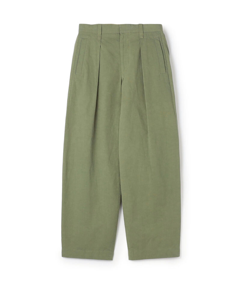 コットンリネンスラブ 1プリーツカーブパンツ