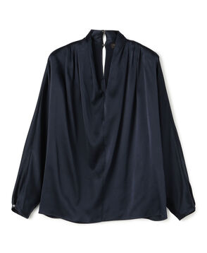 ウォッシャブルサテン ドレープブラウス