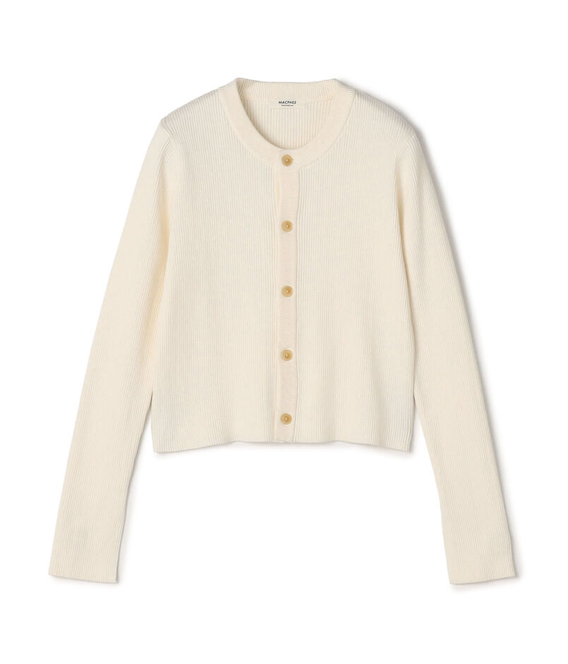 コットンリブ クルーネックカーディガン