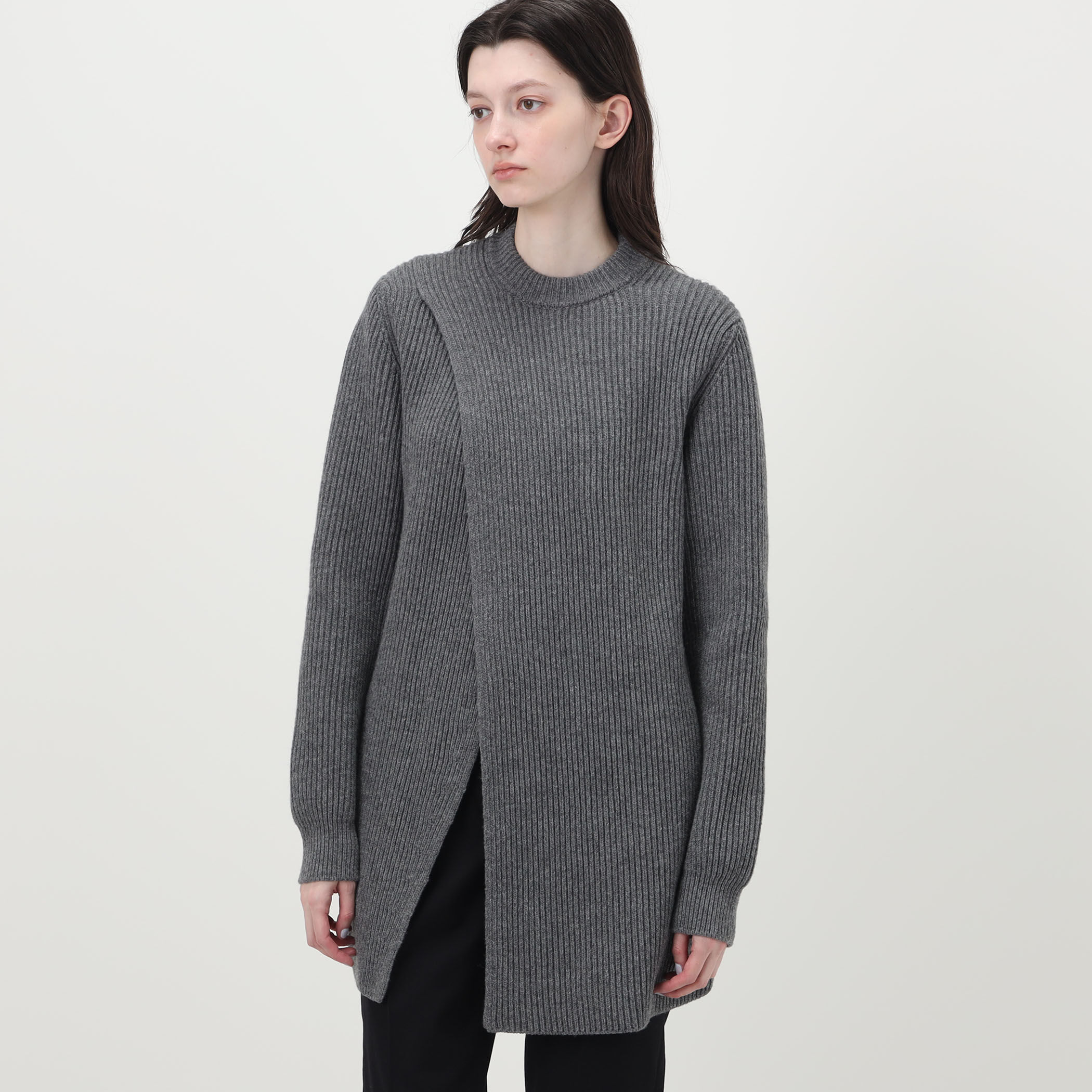 JIL SANDER TABARD CN LS サイドスリット リブニット
