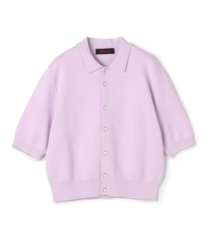 コットンカシミヤ パールポロカーディガン