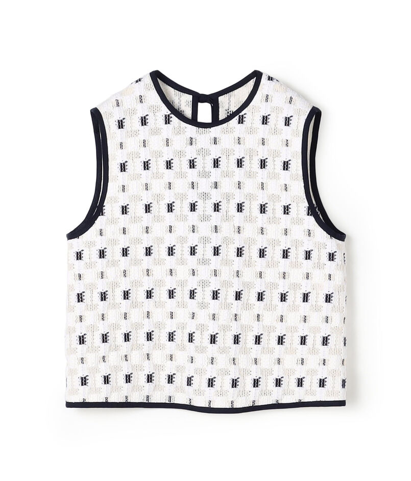 ブロックトリコット フロンタブルトップス