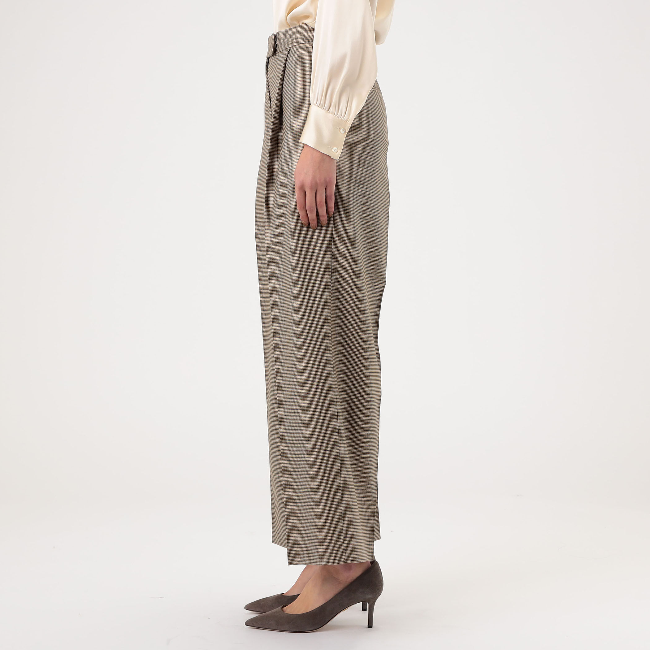 ブラウニーガンクラブチェック タックワイドパンツ