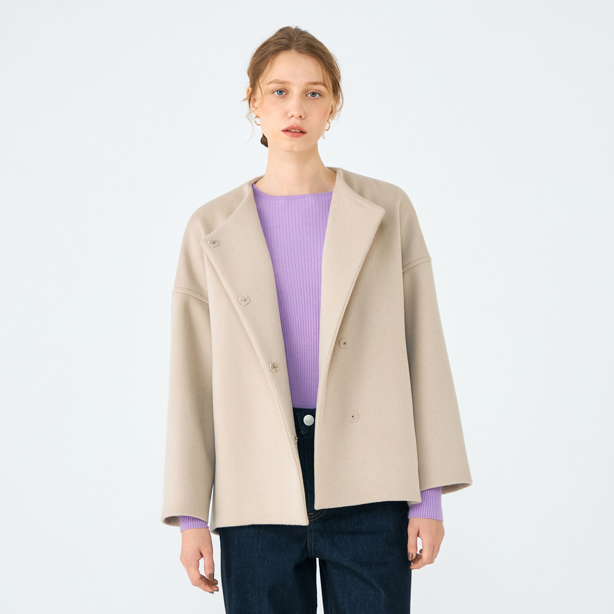 ウールカシミヤビーバー ショートコクーンコート｜トゥモローランド