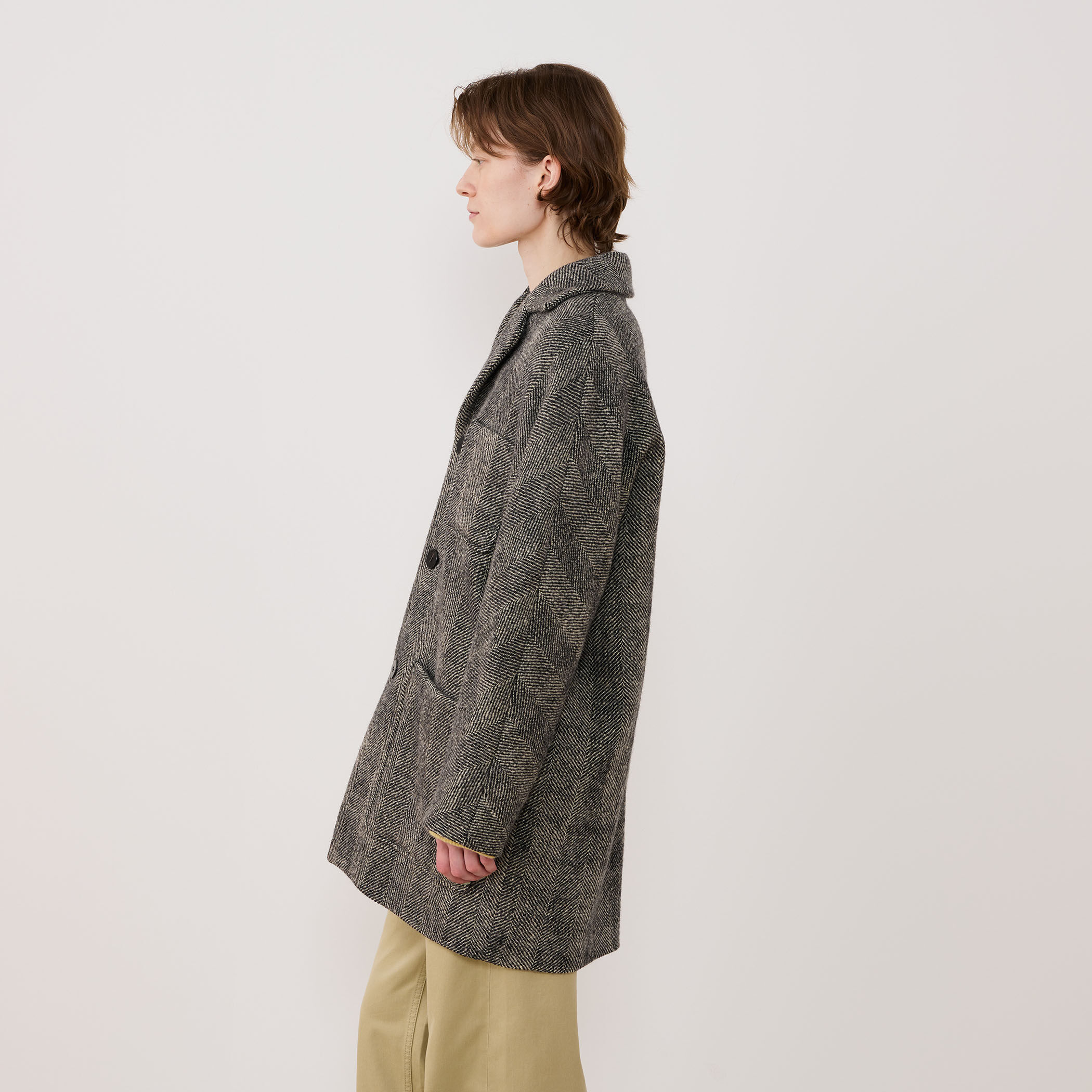 ワイドヘリンボーン ドルマンスリーブジャケットコート