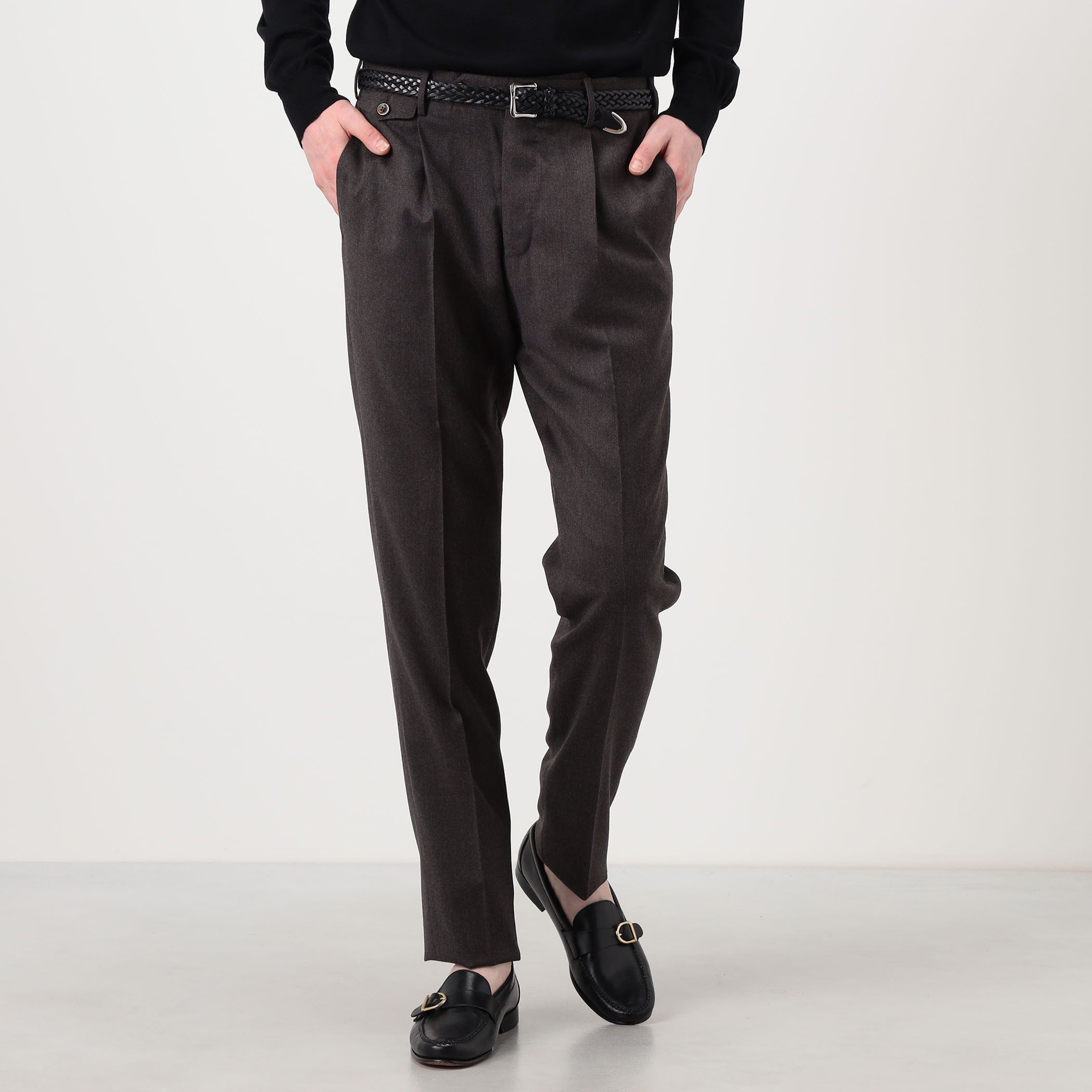 PT TRINO GENTS ウールストレッチ 1プリーツスラックス