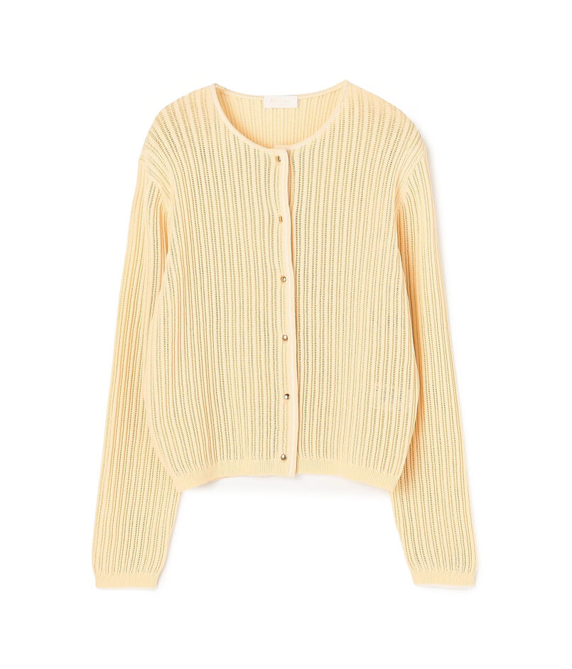 ニードルアウトリブ クルーネックカーディガン