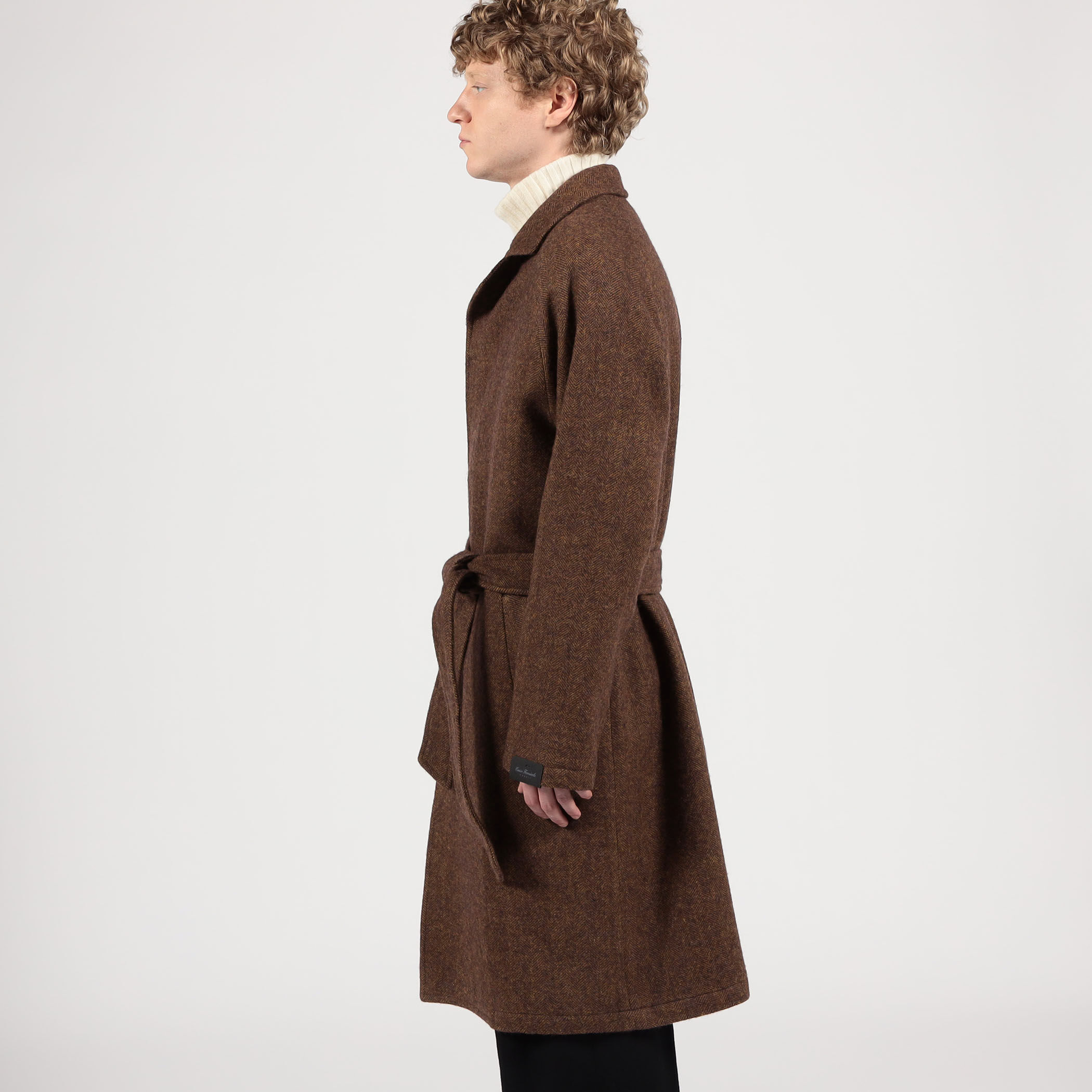 ERRICO FORMICOLA ウールナイロン バルカラー ベルテッドコート