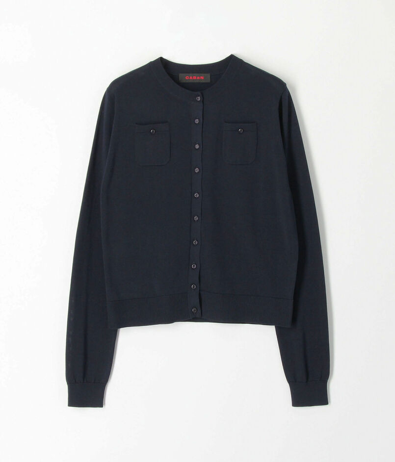 ■コットン ロングスリーブポケットカーディガン