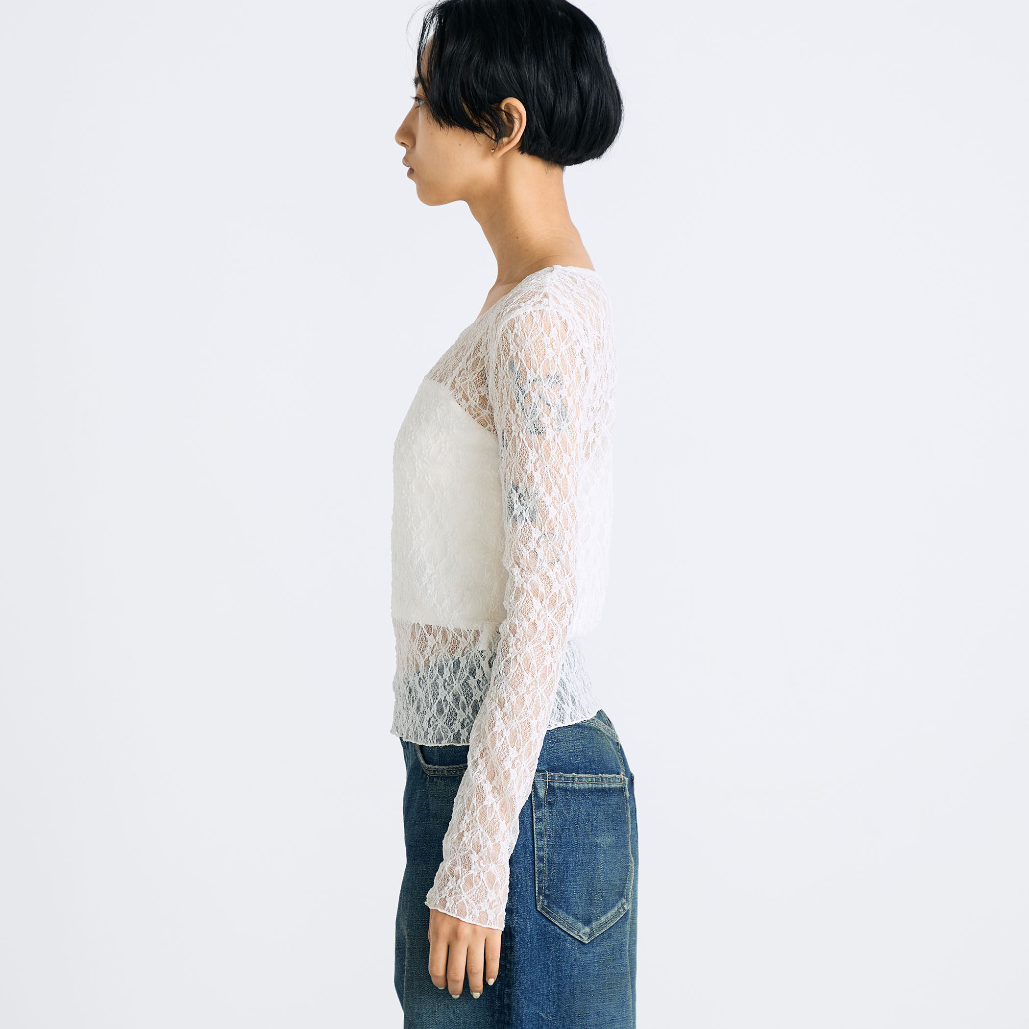 ストレッチレース クルーネックトップ｜トゥモローランド 公式通販