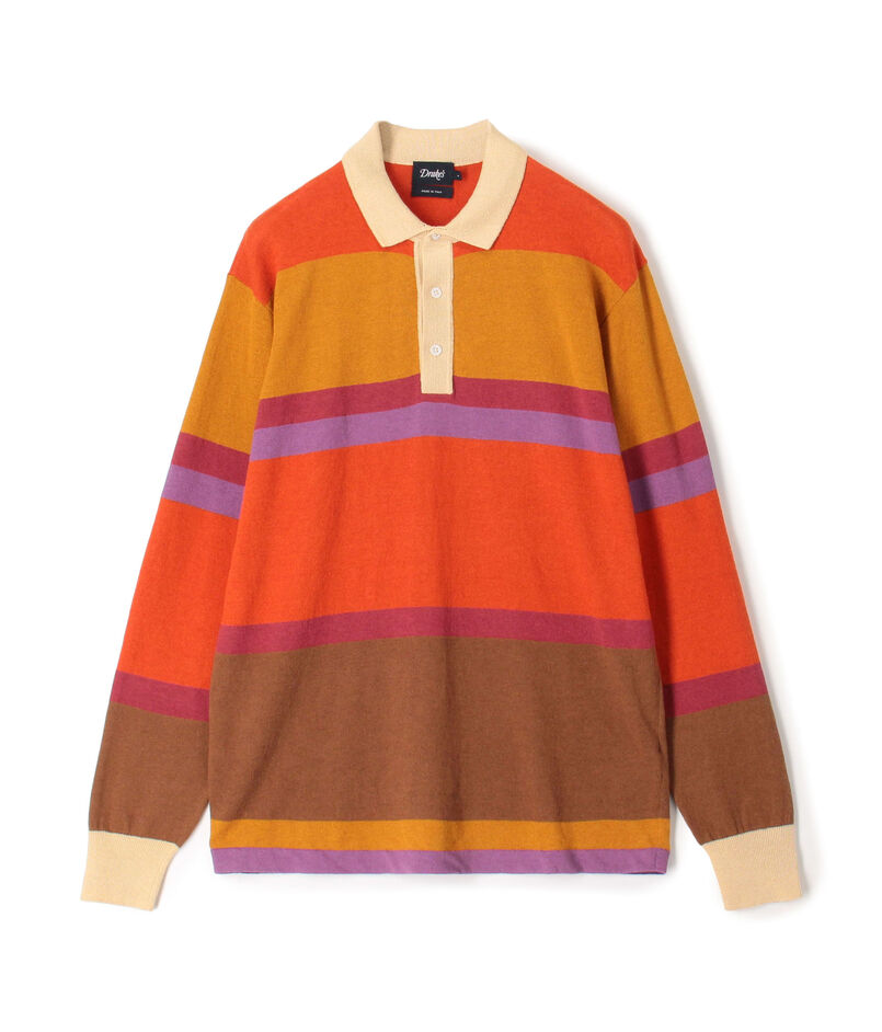 Drake’ｓ STRIPED KNITTED RUGBY コットンリネン ラグビーポロシャツ