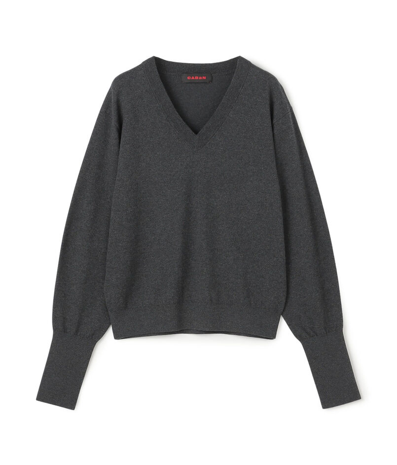 コットンカシミヤストレッチ Vネックプルオーバー