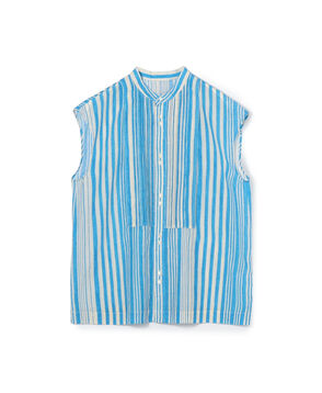 コットンシルクプリント ピンタックブラウス