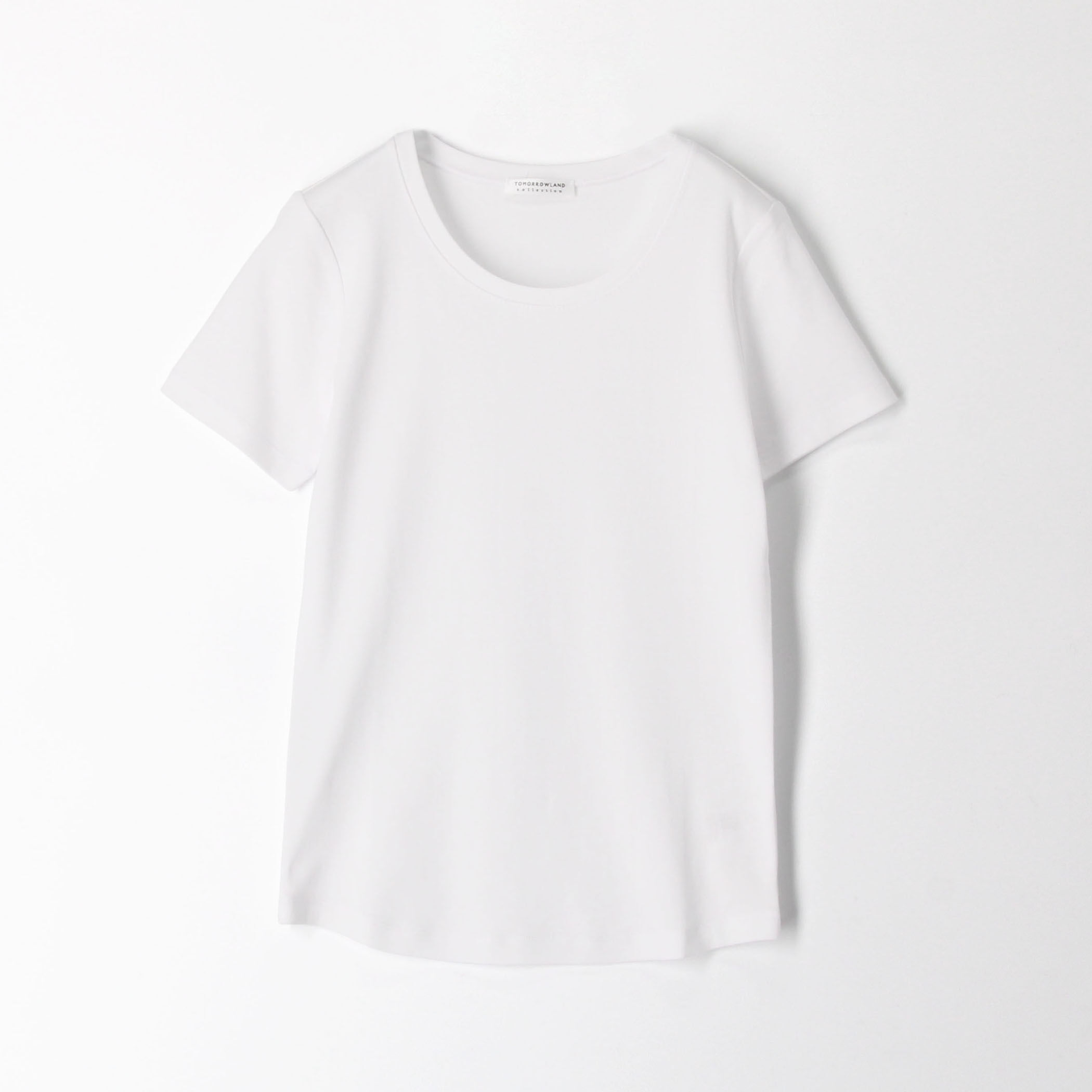 TOMORROWLAND collection トゥモローランド コレクション カットソー Tシャツ プルオーバー 23春夏 ホワイト 白 S(9号) 定番 クルーネック ラウンドネック 半袖 シンプル ベーシック コットン 綿 無地 大人 きれいめ ブランド【レディース】【中古】【美品】 TOMORROWLAND collection tシャツ スーピマコットンジャージー クルー
