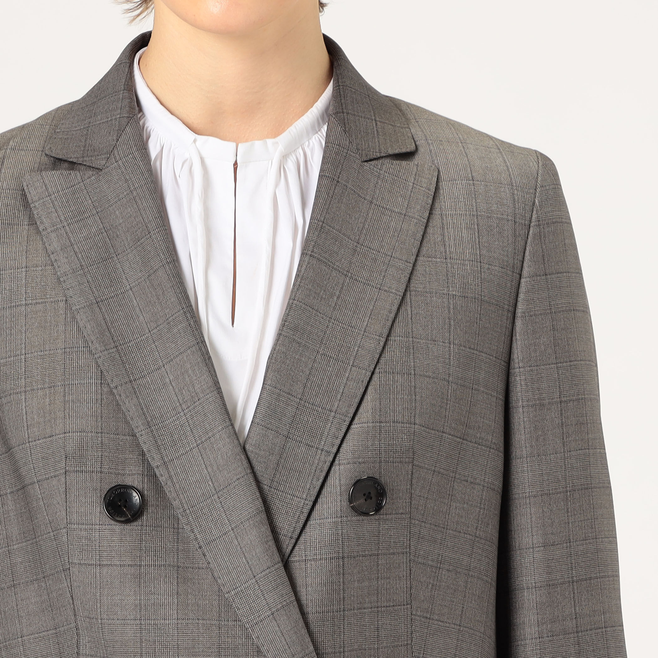 【美品】トゥモローランド　シルキー　ギンガムチェック　ダブルブレストジレ　36 シックブルー ダブルブレストジャケット｜トゥモローランド 公式通販