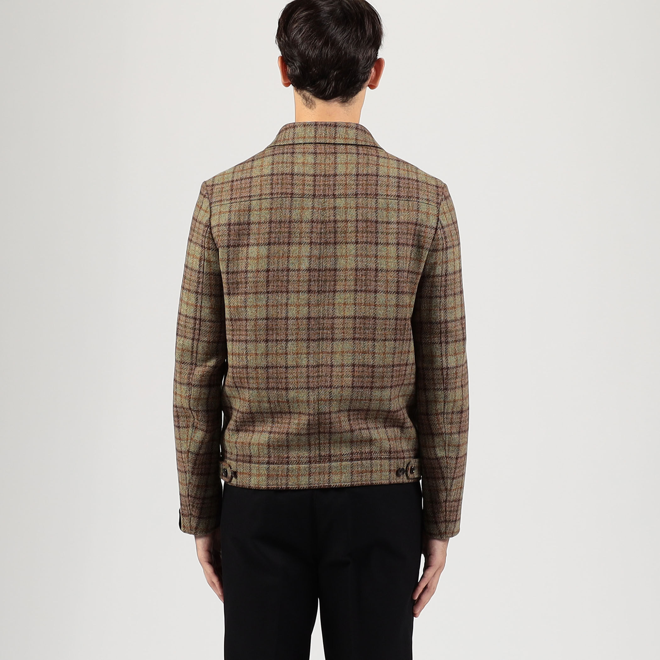 別注】CARUSO ウールチェック ショートブルゾン
