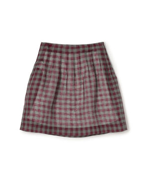 SHUSHU/TONG Low Pleated Skirt リネン チェックスカート