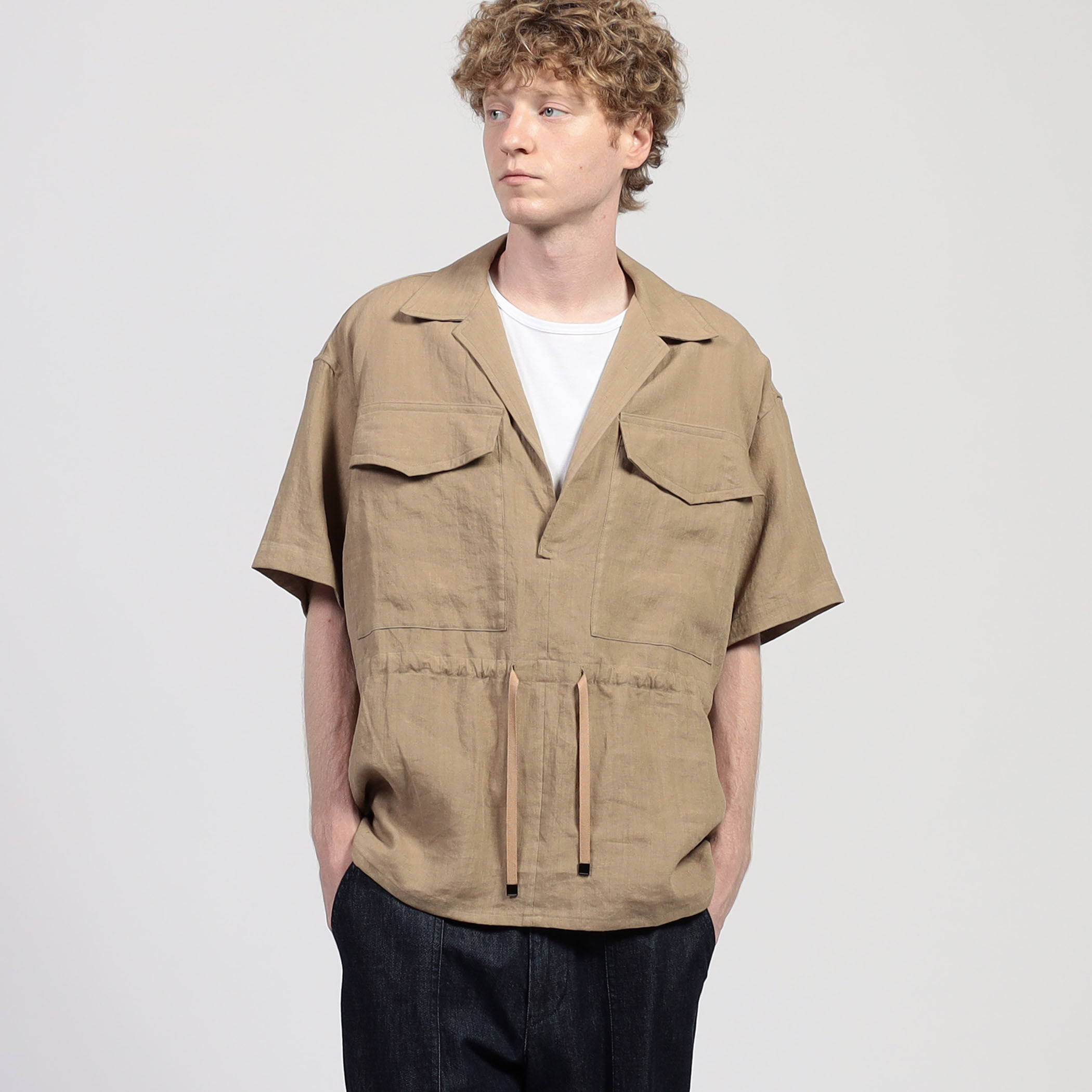 HAVERSACK ATTIRE リネン ダブルポケットハーフスリーブシャツ