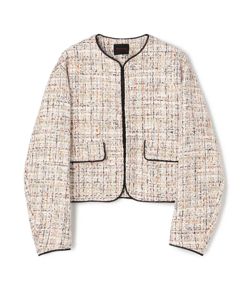 ホロウファンシーツイード ノーカラートリミングジャケット