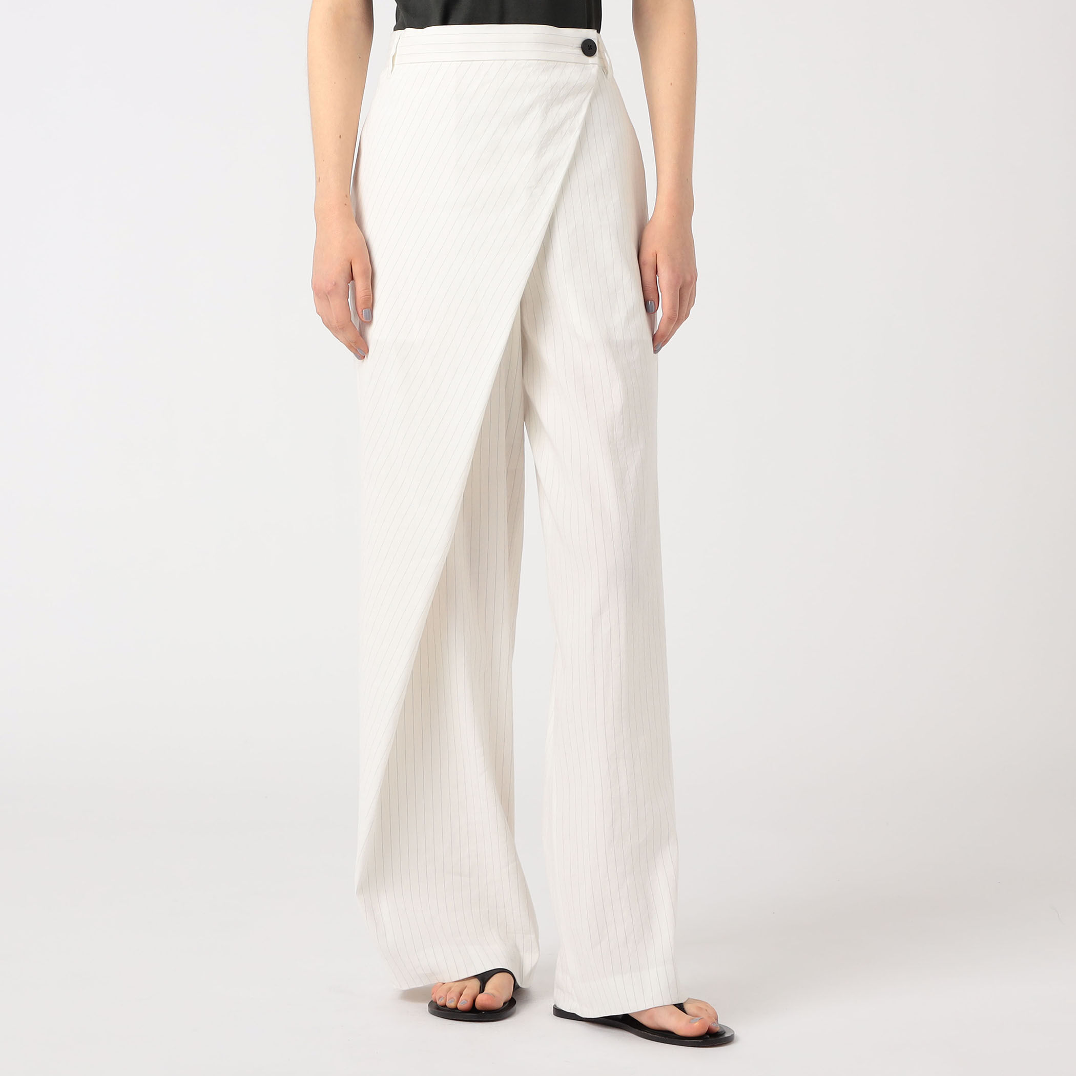 らら ホワイトXL □リネンストレッチ ラップスラックス｜トゥモローランド 公式通販