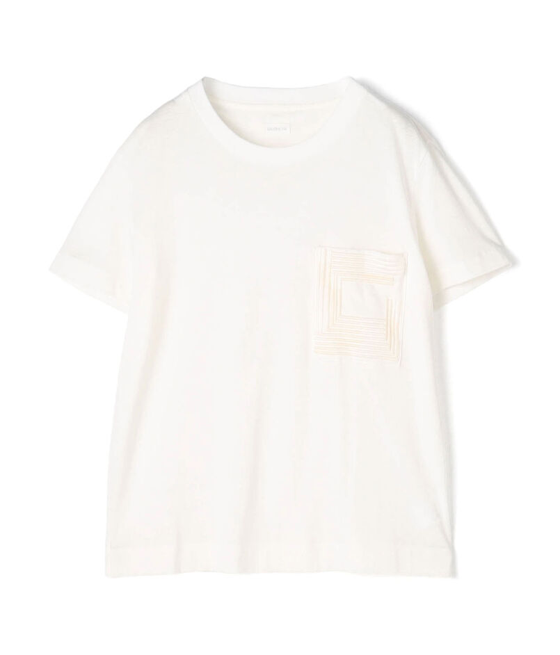 コットンリネンジャージー エンブロイダリーポケットプルオーバー