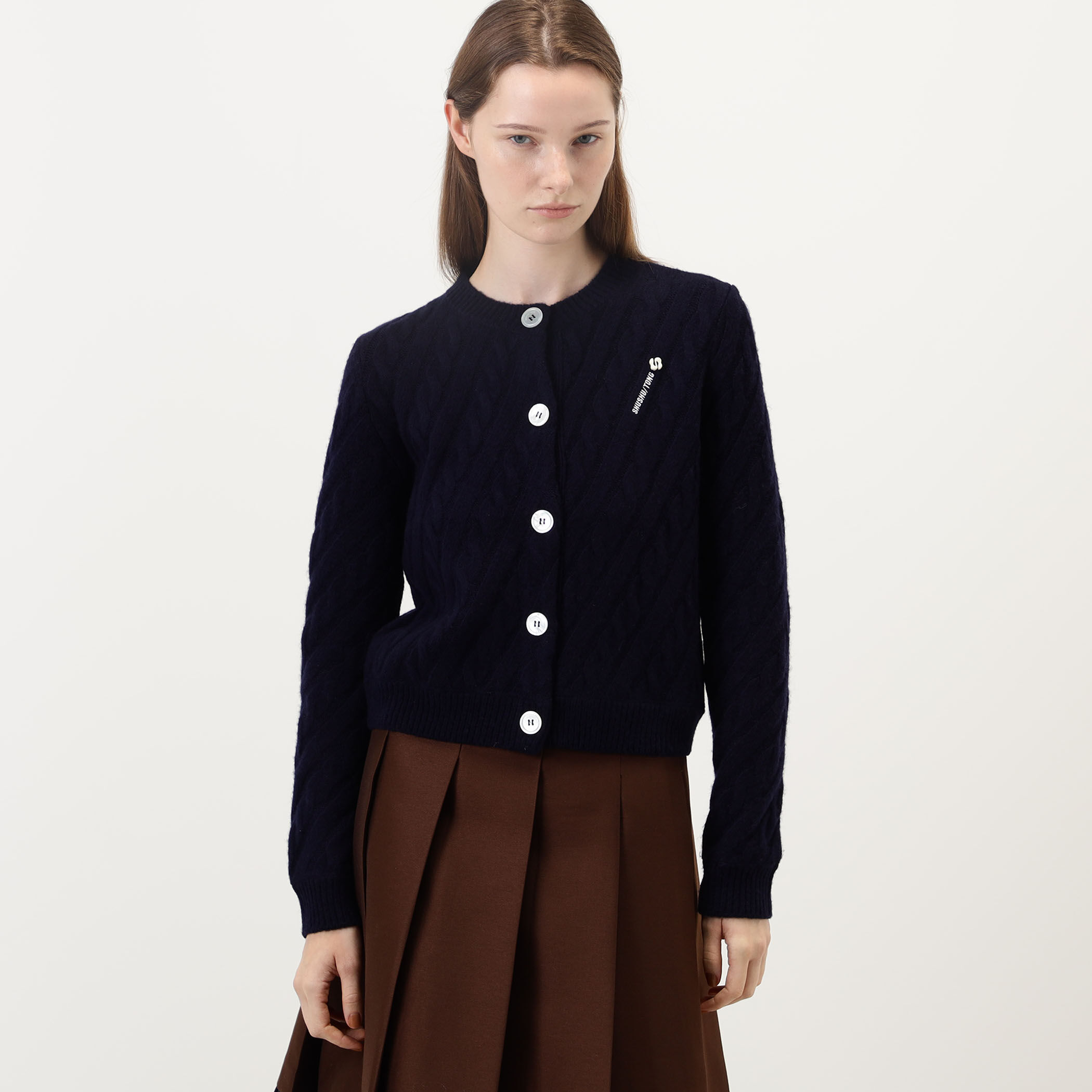 SHUSHU/TONG Cable Knit Cardigan ケーブルニット カーディガン