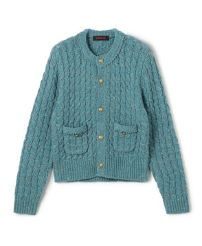 ウールネップ ケーブルニットカーディガン