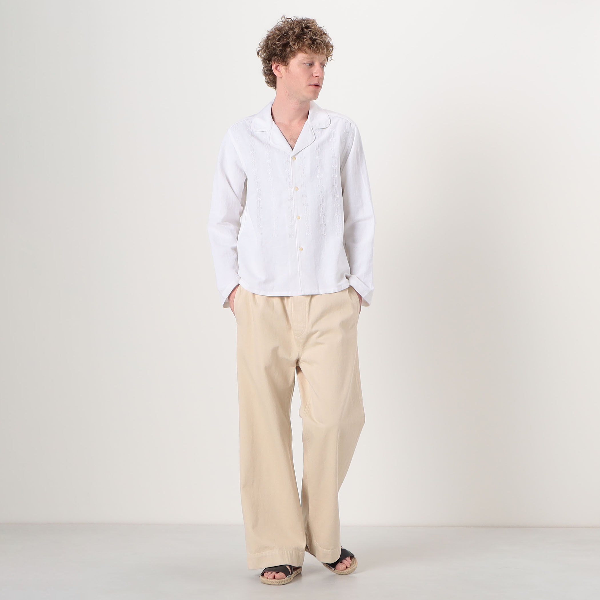 JUPE BY JACKIE Plaka リネンコットン オープンカラーシャツ