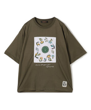 CABaN スビンコットン フラワーサークルプリントＴシャツ