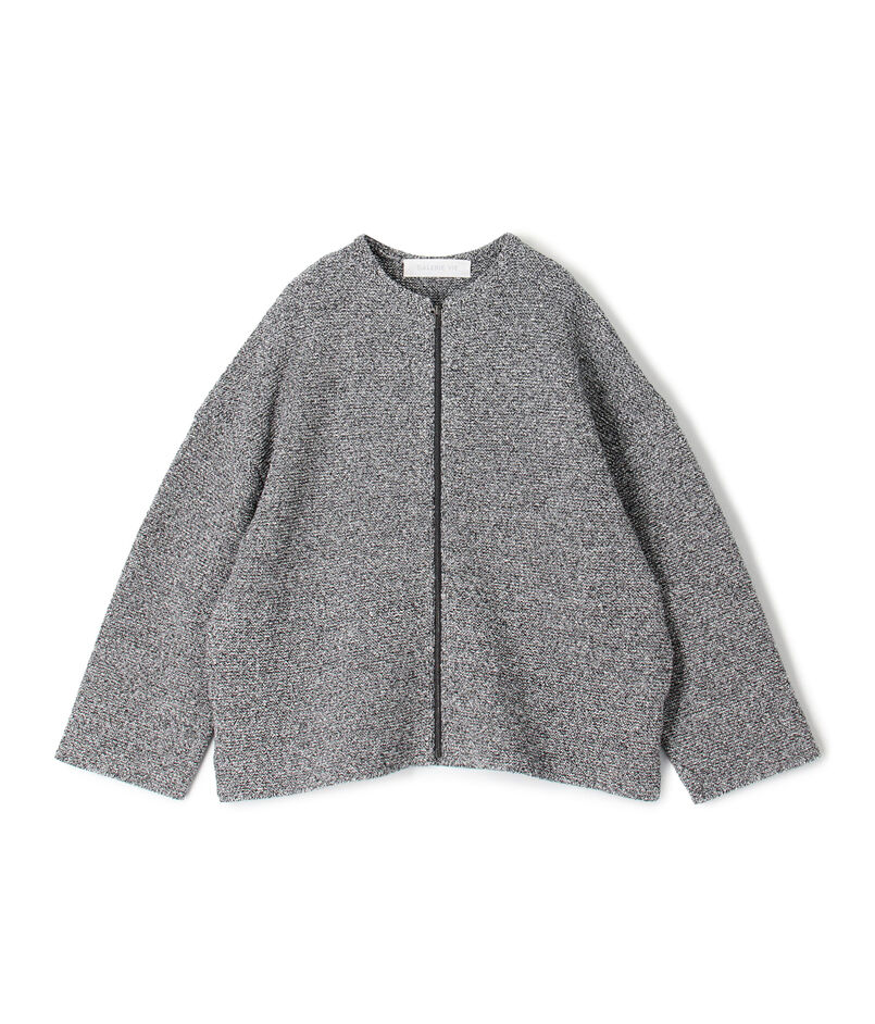 スプリングツイード ノーカラーブルゾン