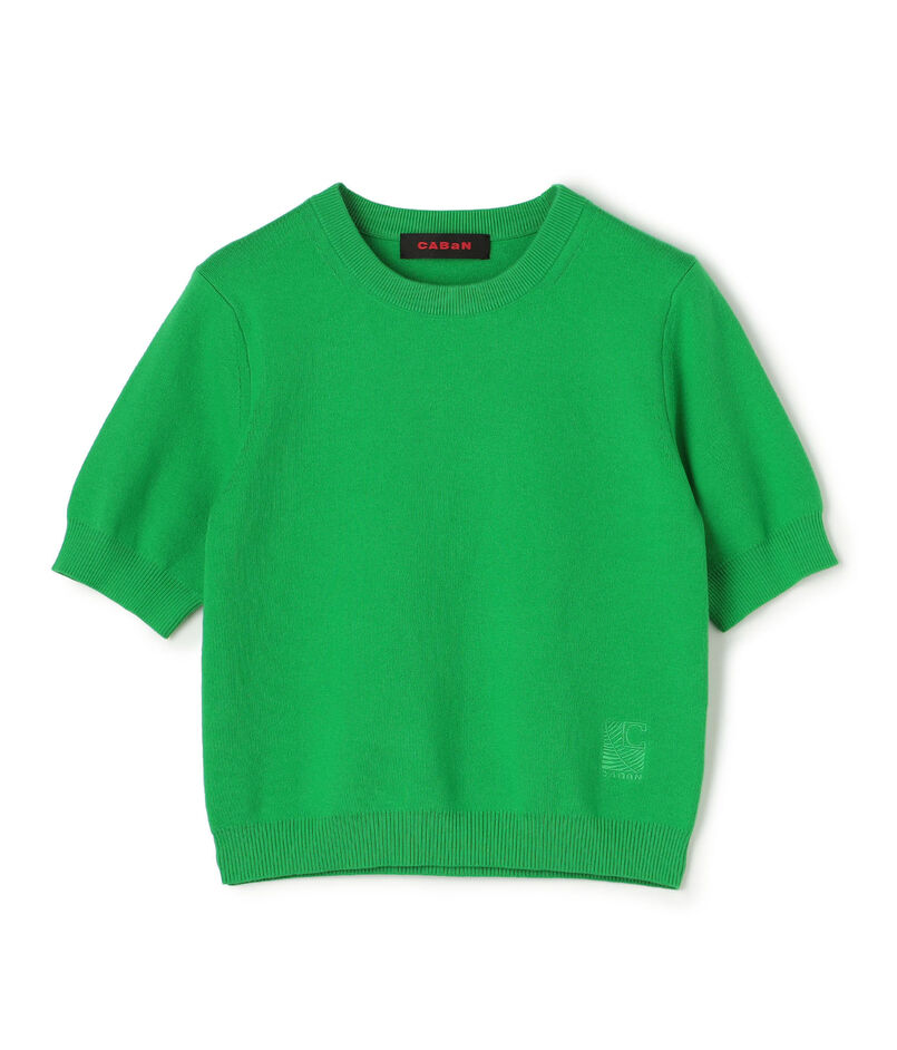 コットンカシミヤ クルーネックハーフスリーブプルオーバー