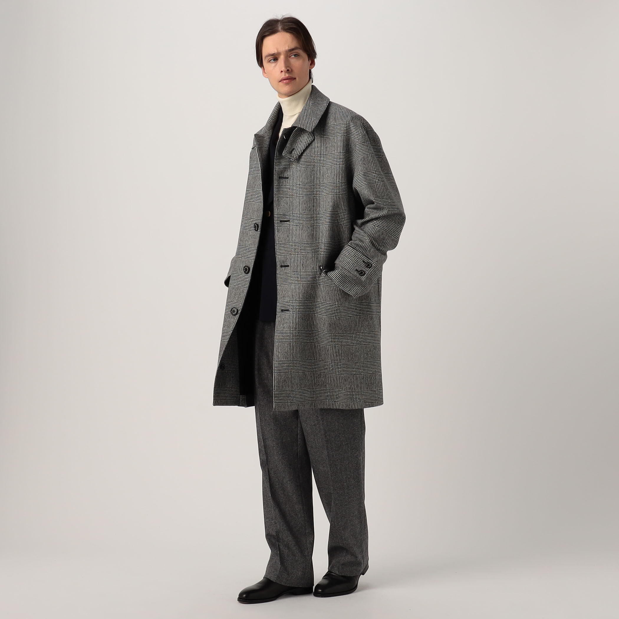MACKINTOSH HUMBIE ウールグレンチェック ステンカラーコート