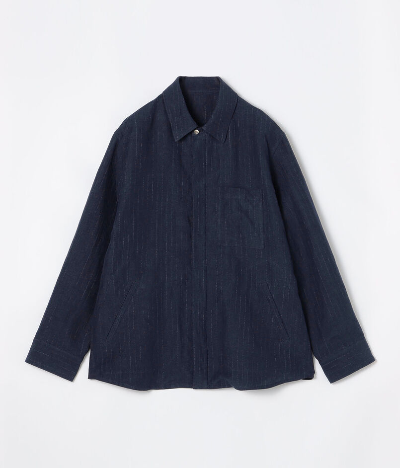 マリンカナパストライプ ジップアップシャツブルゾン