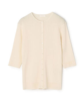 マーセライズドコットン クルーネックカーディガン