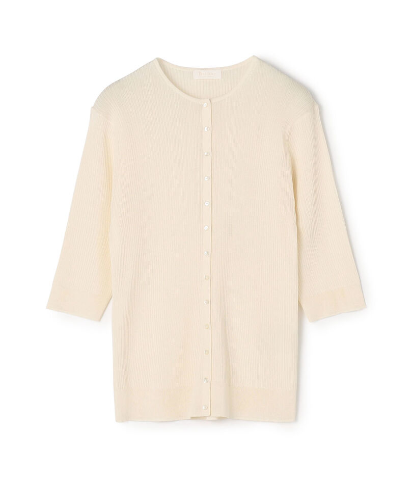 マーセライズドコットン クルーネックカーディガン