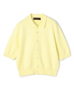 コットンカシミヤ パールポロカーディガン
