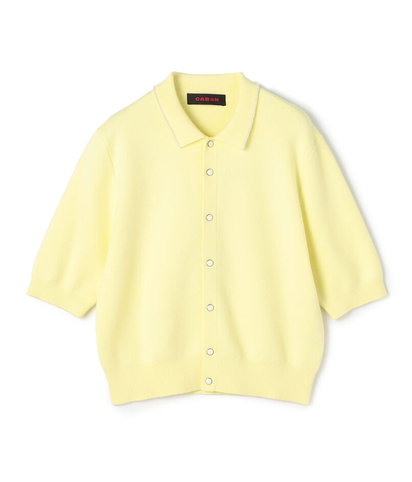 コットンカシミヤ パールポロカーディガン