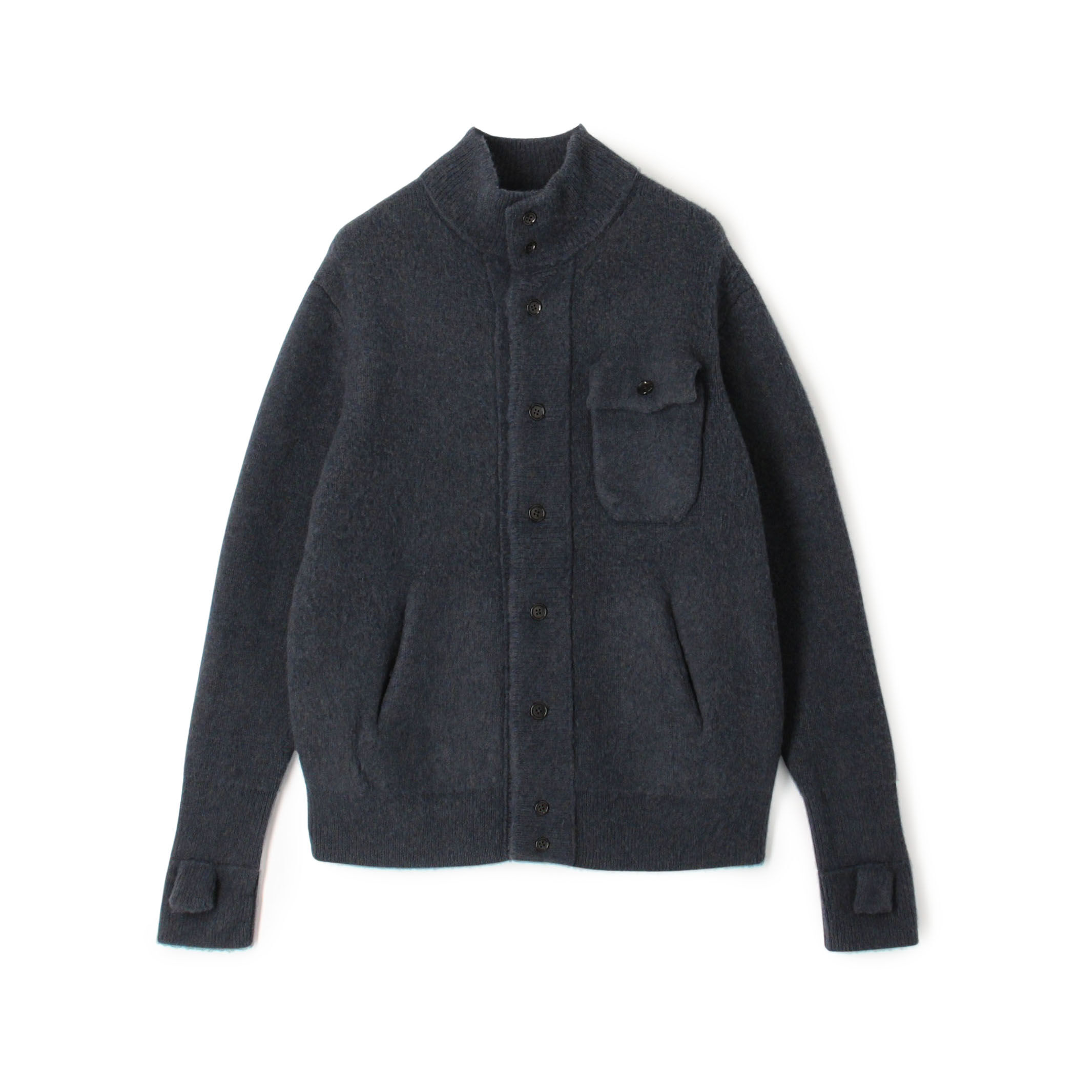 ウールカシミヤシルク スタンドカラーニットブルゾン