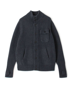 ウールカシミヤシルク スタンドカラーニットブルゾン