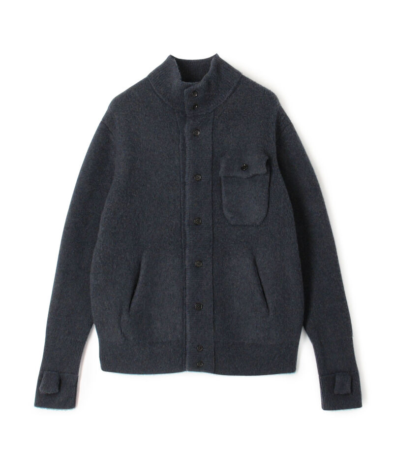 ウールカシミヤシルク スタンドカラーニットブルゾン