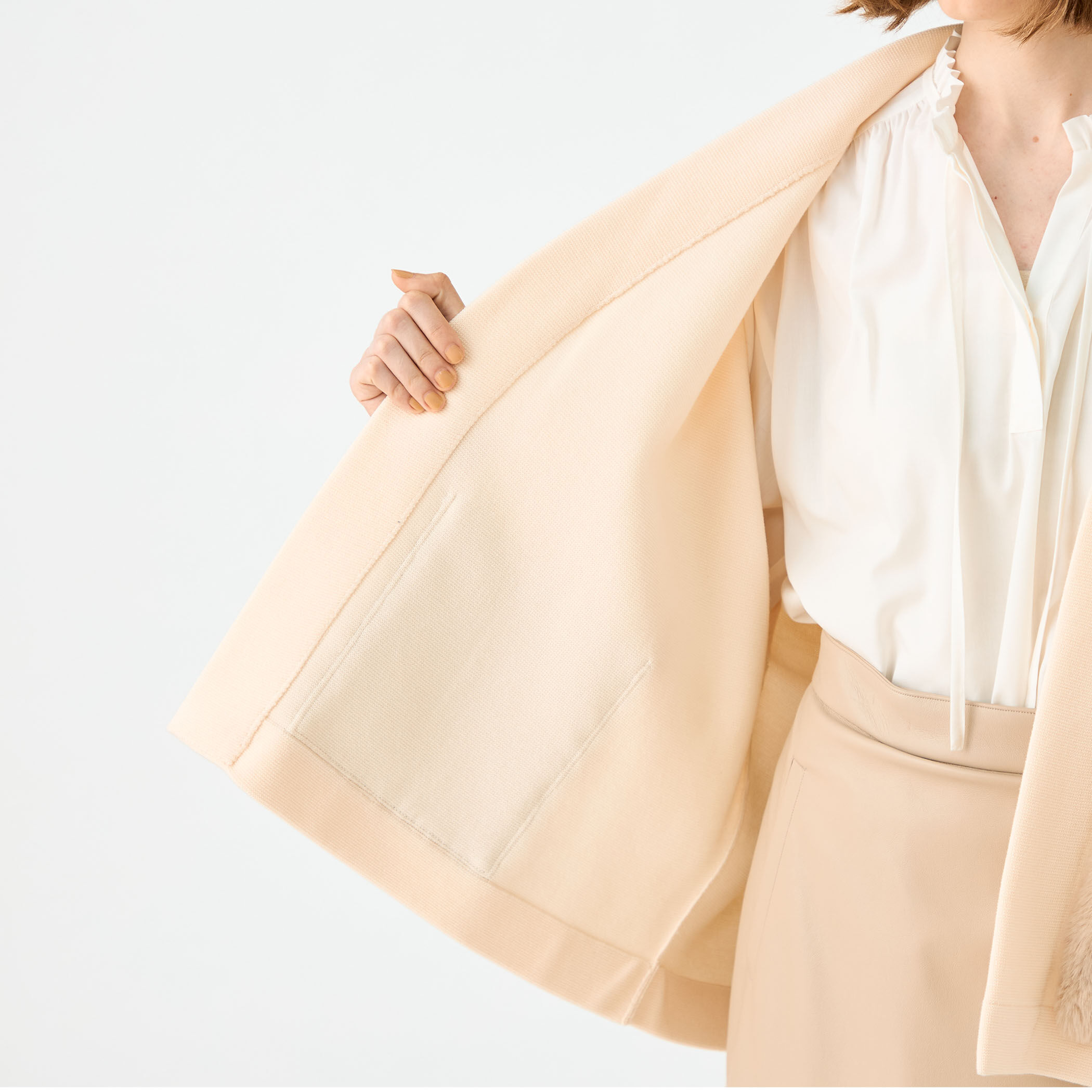 ウールポリエステルミラノリブ ショートスリーブカーディガン