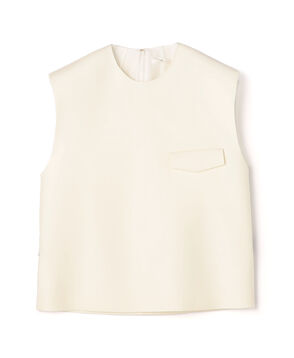 ウールシルク レザーベルトジレ