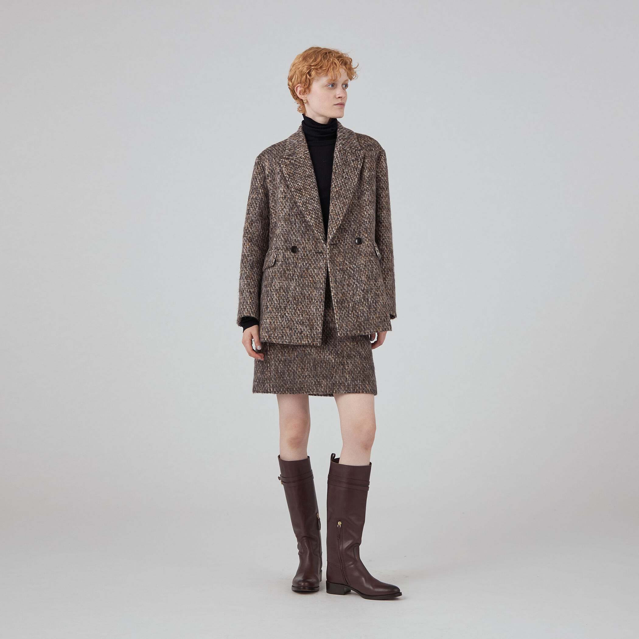 モヘヤミックスシャギー ダブルブレストジャケット