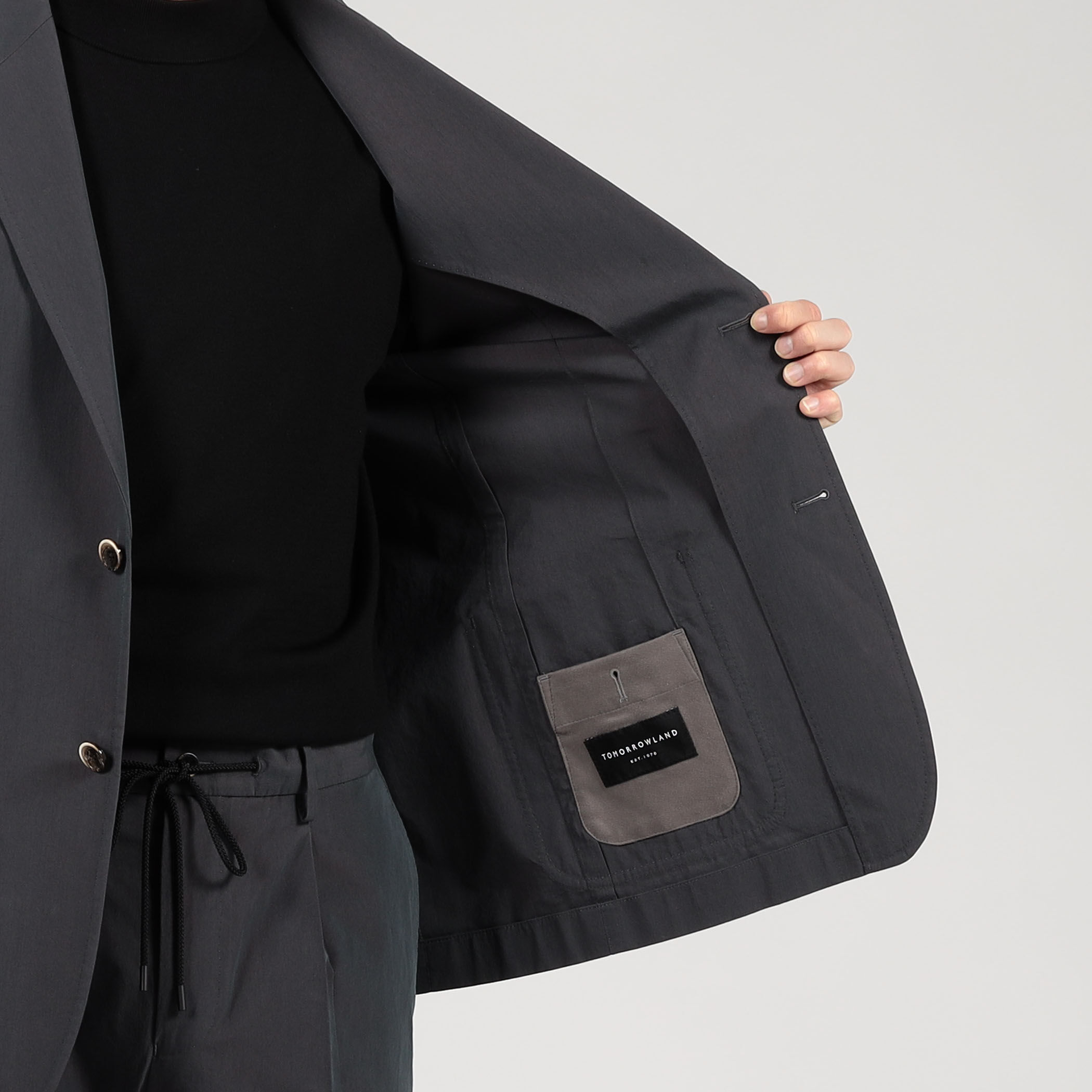 コットンナイロンシャンブレー シングルブレステッド 2Bジャケット
