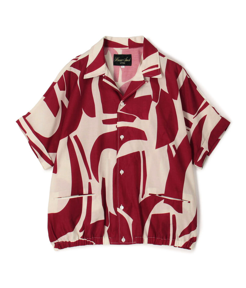【別注】HAVERSACK ATTIRE 総柄プリント オープンカラーハーフスリーブシャツ