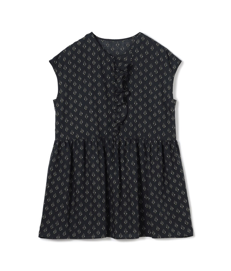 レーヨンプリント アシンメトリーフリルブラウス