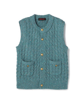 ウールネップ ケーブルニットベスト